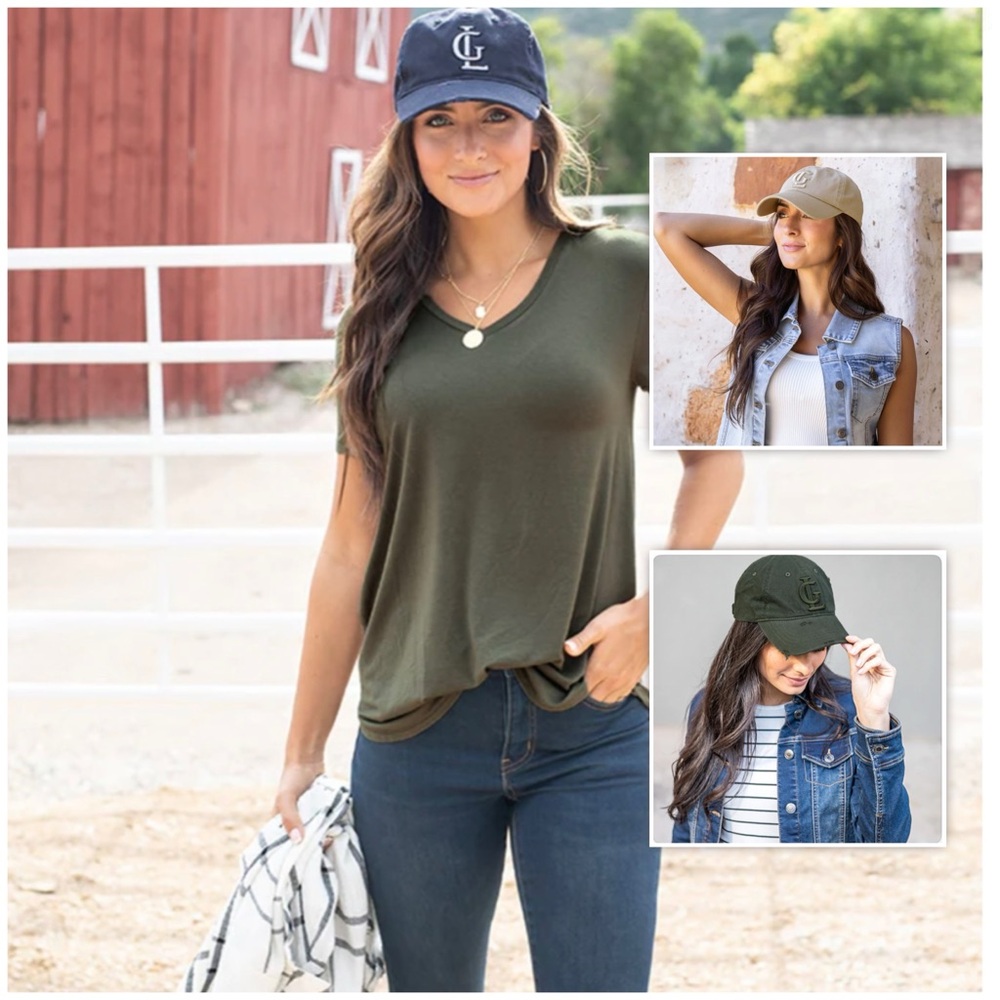 NWT G&L Logo Baseball Cap in Khaki, Olive or Navy Grace & Lace Hat